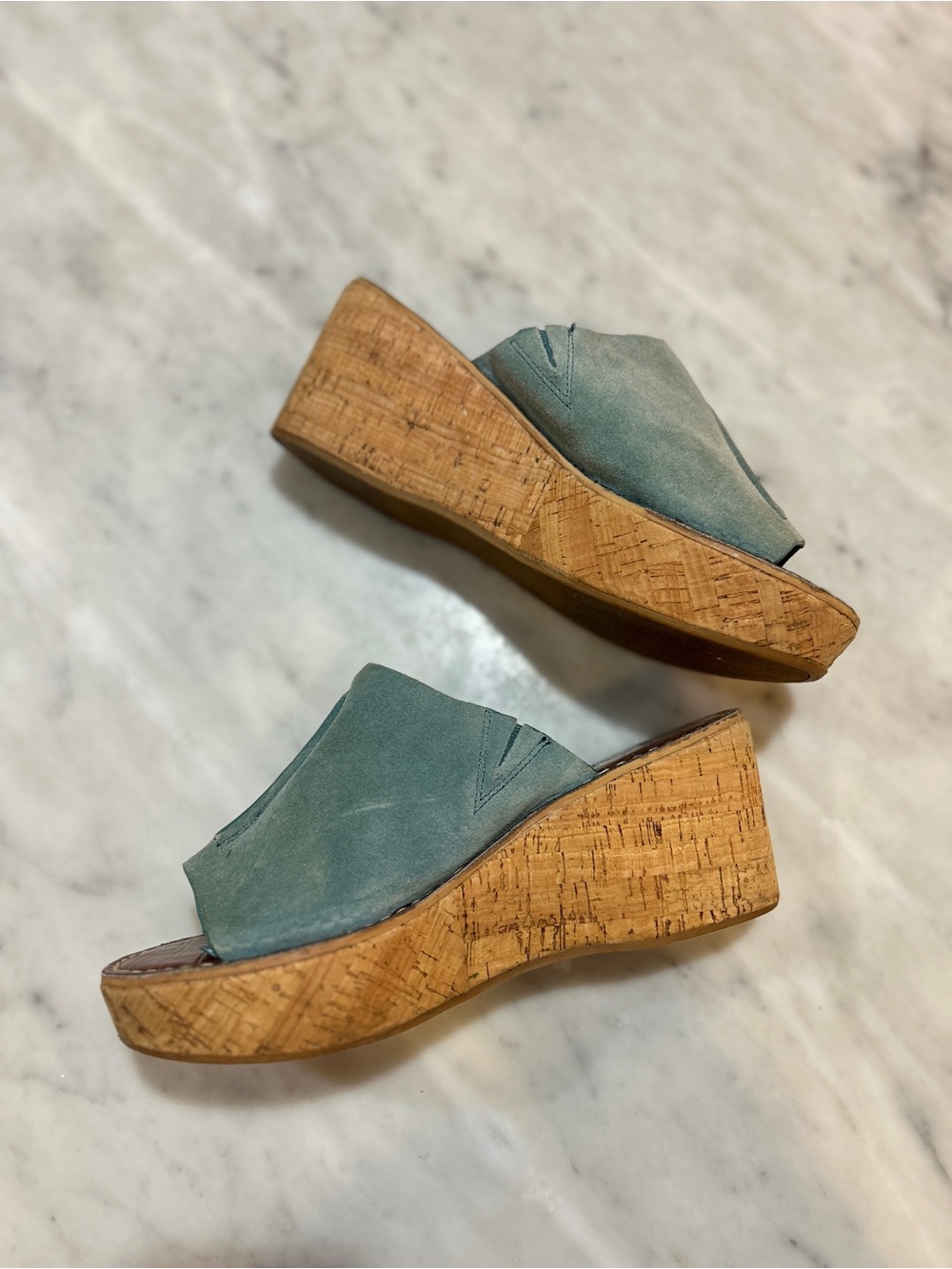 Sam Edelman baby blue  suede wedge sandals